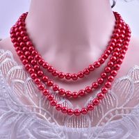 Elegant Solid Color Artificial Pearl Beaded Layered Necklaces 1 Piece sku image 4