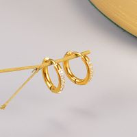 Fashion Geometric Titanium Steel Earrings Gold Plated Artificial Rhinestones Stainless Steel Earrings main image 2