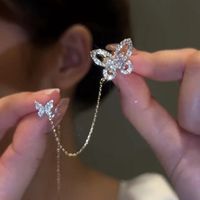 Fashion Butterfly Metal Plating Zircon Earrings 1 Piece main image 2