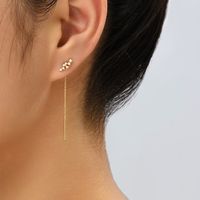 Fashion Leaf Copper Inlay Zircon Ear Line 1 Pair sku image 4