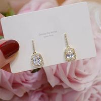 Korean Simple Retro Alloy Diamond Geometric Pendent Earrings sku image 2