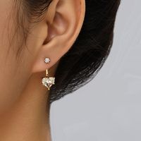 Shiny Heart Shape Butterfly Copper Ear Clips Earrings Tassel Zircon Copper Earrings 1 Pair main image 3