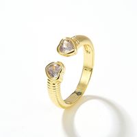Fashion Heart Shape Copper Open Ring Inlay Zircon Copper Rings 1 Piece main image 2
