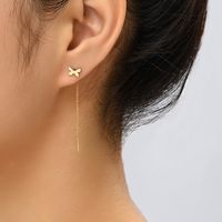 Shiny Heart Shape Butterfly Copper Ear Clips Earrings Tassel Zircon Copper Earrings 1 Pair sku image 2