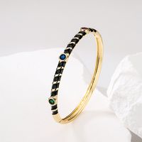 Fashion Geometric Copper Bangle Epoxy Gold Plated Zircon Copper Bracelets main image 4