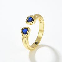 Fashion Heart Shape Copper Open Ring Inlay Zircon Copper Rings 1 Piece sku image 1