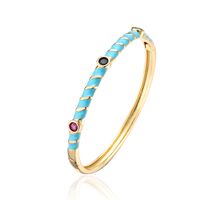 Fashion Geometric Copper Bangle Epoxy Gold Plated Zircon Copper Bracelets sku image 2