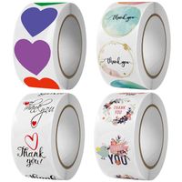 Simple White Round Letters Heart Pattern Decorative Gift Label Seal Stickers main image 1
