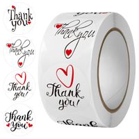 Simple White Round Letters Heart Pattern Decorative Gift Label Seal Stickers main image 7