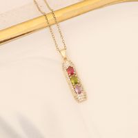 Cute Rainbow Flower Stainless Steel Necklace Inlay Zircon Stainless Steel Necklaces 1 Piece main image 3