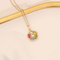 Cute Rainbow Flower Stainless Steel Necklace Inlay Zircon Stainless Steel Necklaces 1 Piece main image 4