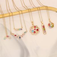 Cute Rainbow Flower Stainless Steel Necklace Inlay Zircon Stainless Steel Necklaces 1 Piece main image 2