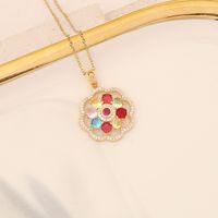 Cute Rainbow Flower Stainless Steel Necklace Inlay Zircon Stainless Steel Necklaces 1 Piece main image 7