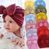 Children Unisex Fashion Solid Color Bow Knot Wool Cap main image 1
