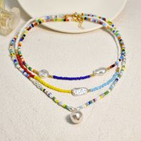 Ethnic Style Geometric Beaded Glass Inlay Artificial Pearl Necklace sku image 4