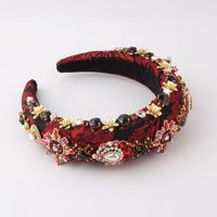 Baroque Style Flower Sponge Inlay Rhinestone Pearl Hair Band sku image 3