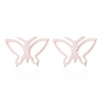 1 Pair Retro Butterfly Titanium Steel Plating Hollow Out Ear Studs sku image 3