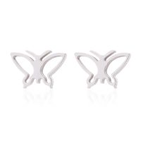 1 Pair Retro Butterfly Titanium Steel Plating Hollow Out Ear Studs sku image 1