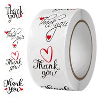 Simple White Round Letters Heart Pattern Decorative Gift Label Seal Stickers main image 3