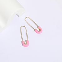 Simple Style Paper Clip Copper Earrings Enamel Gold Plated Copper Earrings sku image 1