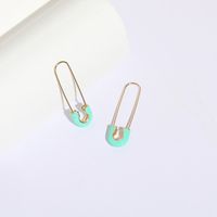 Simple Style Paper Clip Copper Earrings Enamel Gold Plated Copper Earrings sku image 2