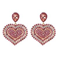 Womens Heart-shaped Rhinestone Alloy Earrings Nhjj134748 sku image 2
