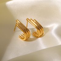 Fashion U Shape Stainless Steel Ear Studs Gold Plated Stainless Steel Earrings main image 5