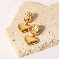 Fashion Heart Shape Stainless Steel Drop Earrings Gold Plated Stainless Steel Earrings main image 5