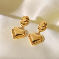 Fashion Heart Shape Stainless Steel Drop Earrings Gold Plated Stainless Steel Earrings main image 4