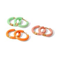 Fashion Solid Color Stainless Steel Earrings Enamel Gold Plated Stainless Steel Earrings main image 4