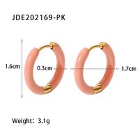 Fashion Solid Color Stainless Steel Earrings Enamel Gold Plated Stainless Steel Earrings sku image 3
