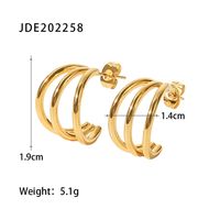 Fashion C Shape Gold Plated Stainless Steel Gold Plated Ear Studs sku image 3
