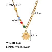Fashion Sun Stainless Steel Pendant Necklace Gold Plated Inlay Opal Stainless Steel Necklaces sku image 1