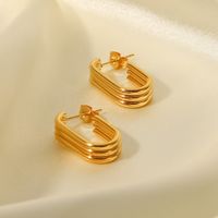 Fashion U Shape Stainless Steel Ear Studs Gold Plated Stainless Steel Earrings main image 4