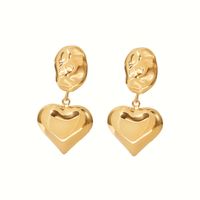 Fashion Heart Shape Stainless Steel Drop Earrings Gold Plated Stainless Steel Earrings main image 3