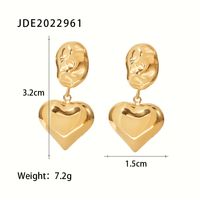 Fashion Heart Shape Stainless Steel Drop Earrings Gold Plated Stainless Steel Earrings sku image 1