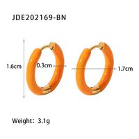Fashion Solid Color Stainless Steel Earrings Enamel Gold Plated Stainless Steel Earrings sku image 1