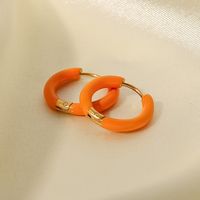 Fashion Solid Color Stainless Steel Earrings Enamel Gold Plated Stainless Steel Earrings main image 2
