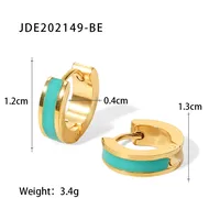 Fashion Round Stainless Steel Earrings Enamel Gold Plated Stainless Steel Earrings sku image 1