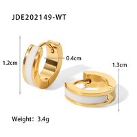 Fashion Round Stainless Steel Earrings Enamel Gold Plated Stainless Steel Earrings sku image 5