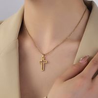 Simple Style Cross Titanium Steel Necklace Splicing Stainless Steel Necklaces main image 4