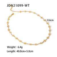 Fashion Flower Stainless Steel Gold Plated Bracelets Necklace sku image 3