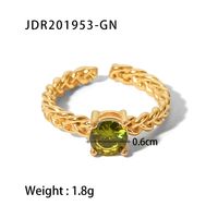 Mode Einfarbig Rostfreier Stahl Offener Ring Vergoldet Inlay Zirkon Edelstahl Ringe sku image 2