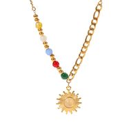 Fashion Sun Stainless Steel Pendant Necklace Gold Plated Inlay Opal Stainless Steel Necklaces main image 4