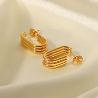 Fashion U Shape Stainless Steel Ear Studs Gold Plated Stainless Steel Earrings main image 3