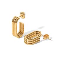 Fashion U Shape Stainless Steel Ear Studs Gold Plated Stainless Steel Earrings main image 2
