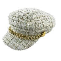 Women's Fashion Plaid Chain Curved Eaves Beret Hat main image 3