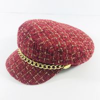 Women's Fashion Plaid Chain Curved Eaves Beret Hat sku image 1