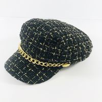 Women's Fashion Plaid Chain Curved Eaves Beret Hat main image 5