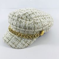 Women's Fashion Plaid Chain Curved Eaves Beret Hat sku image 3